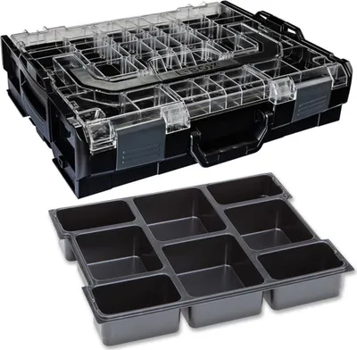 Produktbild von Sortimo Systemkoffer L-Boxx 102 schwarz mit transparentem Deckel + 8fach Einlage