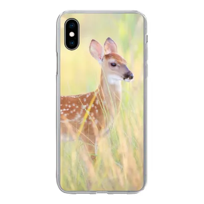 Produktbild von MuchoWow® Handyhülle Schutzhülle Hülle für iPhone Xs Hirsche - Gras - Grün Silikon Softcase Handy Hülle - Handytasche