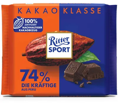 Produktbild von Ritter Sport Kakao-Klasse 74% Die Kräftige aus Peru 100g