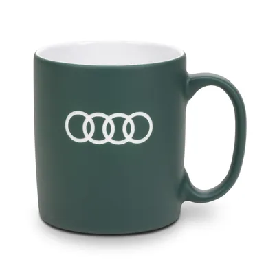 Produktbild von Original Audi Tasse graugrün, Porzellantasse Cafe Becher Audi Ringe