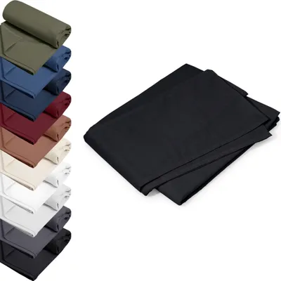 Produktbild von DOPPELPACK Bettlaken ohne Gummizug 150x250 cm Haustücher 100% RENFORCE Baumwolle Betttücher Tischdecken, Farbe: Schwarz
