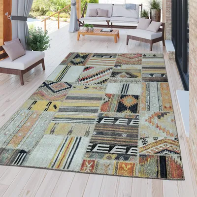 Produktbild von TT Home Modern Outdoor Teppich Wetterfest Innen & Außenbereich Ethno Design Multifarben Größe 60x100 cm
