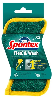 Spontex Flex and Wash Topfreiniger Schwämme 2 Stück Packung 30g
