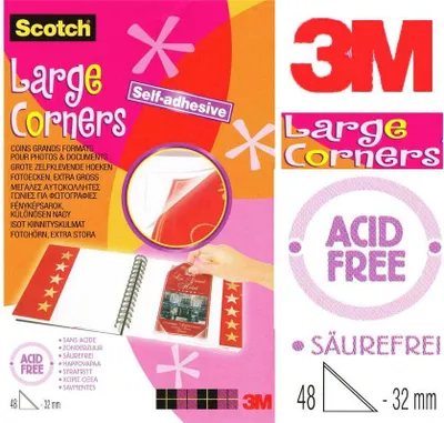 Produktbild von 3M Scotch Fotoecken extra groß, transparent, selbstklebend 48 Stück Je Packung  10 Packungen