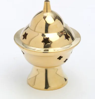 Produktbild von Räucherschale, Räuchergefäß Orient aus Messing Gold Höhe 8 cm für Räucherkohle