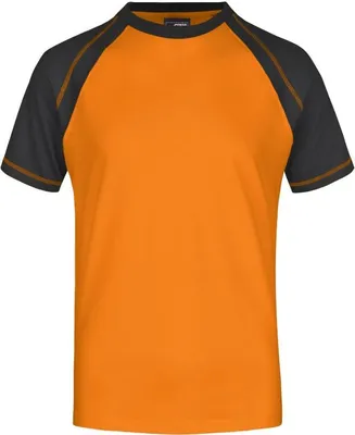 Produktbild von T-Shirt in sportlicher, zweifarbiger Optik orange/black, Gr. XXL