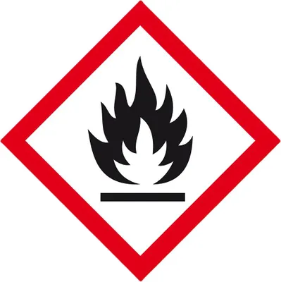 A hazard symbol indicating flammability.