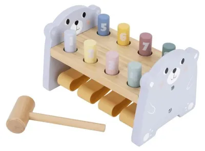 Image de EliNeli Jeu Marteau ours en bois avec chiffres