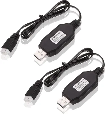 Zdjęcie produktu dla 2x kabel ładowania USB 7.4V do dronów - Kompatybilny z SYMA X8C/X8G, Hubsan H501S - Do akumulatorów Lipo, czarny, plastikowy