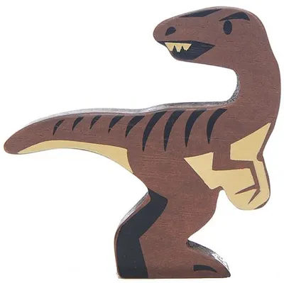 Produktbild von dinosaurier Velociraptor 8 cm Holz braun