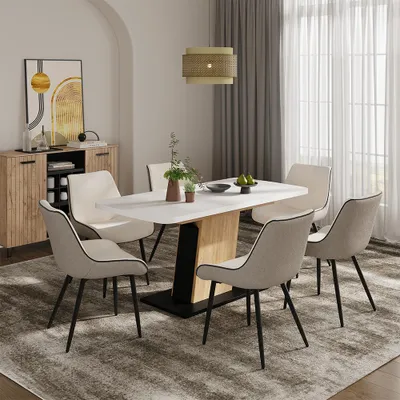 Image de Table de salle à manger Vicco Fenaro Chêne blanc/force de l'or 120x80cm extensible, Model 56601