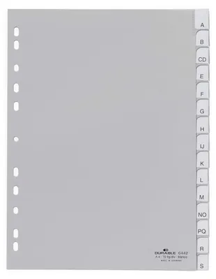 Produktbild von DURABLE Register A4 15-tlg. umschweißt PP, 644210 grau