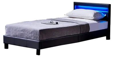 Produktbild von HOME DELUXE - LED Bett Astro - Dunkelgrau, 90 x 200 cm - Inkl. Lattenrost I Polsterbett Design Bett inkl. Beleuchtung