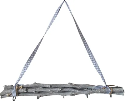 Obrázok produktu pre Dekoratívne vetvy sivé 50 cm vetvy drevený okenný vešiak s 5 háčikmi shabby deco vidiecky dom