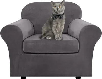 Obrázek produktu pro 2 kusy Stretch Velvet Chair Cover Slipcover Chair Cover s elastickým spodním protiskluzovým tlustým omyvatelným potahem na pohovku (1 místo, šedá)