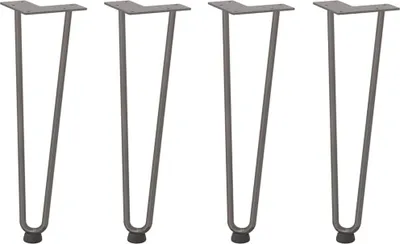 Produktbild von vidaXL Haarnadelbeine für Couchtisch 4 Stk. Naturstahl 42 cm Massivstahl