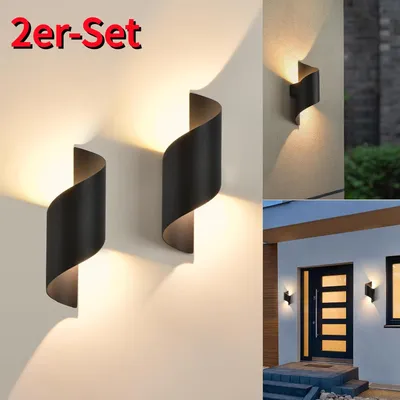 Produktbild von Modern LED Wandleuchte Innen/Außen, 10W Außenleuchte Wandlampe, IP65 wasserdichte 3000K Warmweiß Wandbeleuchtung, Garten, Balkon, Wohnzimmer, 2PCS.