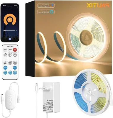 Immagine prodotto di Strisce LED bianco caldo 2700 K, 5 m, 480 LED/m, dimmerabili, 24 V, flessibili, CRI90+, ad alta potenza, con funzione Alexa e controllo Wi-Fi