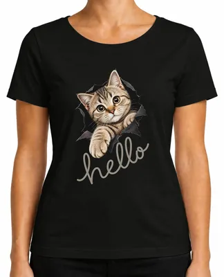 Imagen del producto de Camiseta para mujer con estampado "Hola, gatito lindo", diseño sarcástico, ideal para amantes de los animales, color , talla M