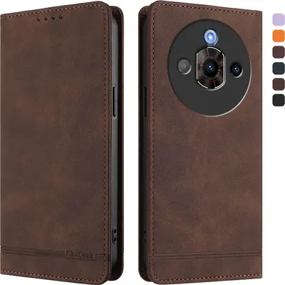Image de Etui pour ZTE Nubia Focus Pro 5G, étui rétro en cuirPolyuréthaneavec support et fentes pour cartes de crédit Marron