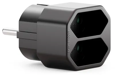 Produktbild von deleyCON Mehrfachstecker 2x Euro-Buchse 2,5A 1100W, 1 Stück - Schwarz
