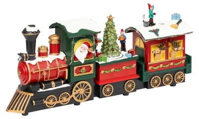Imagen del producto de Escena navideña, tren de Papá Noel, con movimiento y sonido, 38 cm