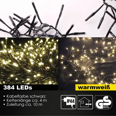 Produktbild von warmweiße 384LED 14m Cracker Lichterkette Büschelkette Weihnachten