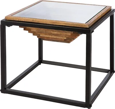 Produktbild von Gilde Beistelltisch, quadratisch, "Moorea", Metall, schwarz, naturfarben, VE 1, L. 45 cm, B. 44.5 cm, H. 40 cm 53352 4063387533529