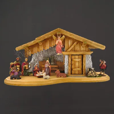 Produktbild von Holzkrippe mit Figuren 50 cm