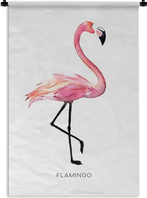 Produktbild von MuchoWow® Wandteppich Wandbehang Zeichnung - Flamingo - Rosa 120x180 cm Tapisserie Dekoration Wandtuch - Schlafzimmer - Dekorationen für das Haus