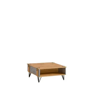 Produktbild von Couchtisch LORENZA, moderner Wohnzimmertisch mit Ablagefach, Kaffeetisch im Industrial Design mit Stauraum in Eiche Wotan/Beton Optik