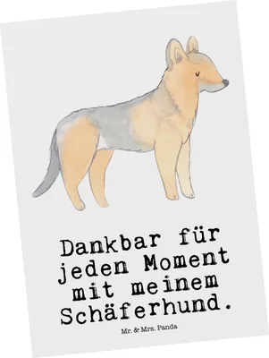 Produktbild von Mr. & Mrs. Panda Postkarte Schäferhund Moment - Weiß - Geschenk, Ansichtskarten, Postkarten, Ansichtskarte, Deutscher, einzelkarte, Grußkarte
