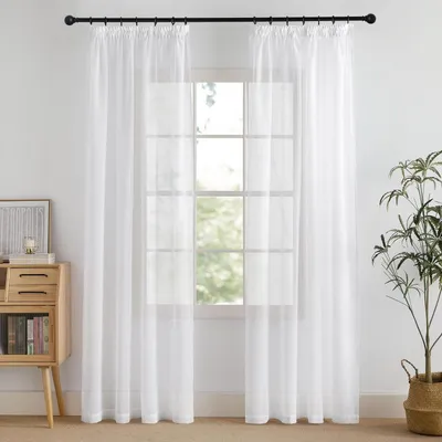 Produktbild von Vorhang Voile Transparent Weiß 220 x 140 cm (2er Pack)