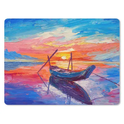 Produktbild von MuchoWow® Mauspad Mousepad Malerei - Boot - Ölfarbe - Wasser 23x19 cm - Mousepads - Maus Mat - Pad - Mausunterlage - Schreibtischunterlage - Mauspad