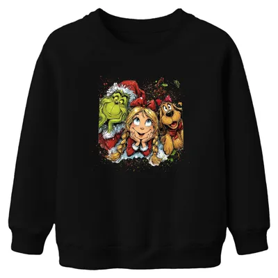 Produktbild von Grinch Cindy Lou Who Max Weihnachten lustig Geschenk Vintage Uni Kinder Sweatshirt Pullover, Schwarz, 152