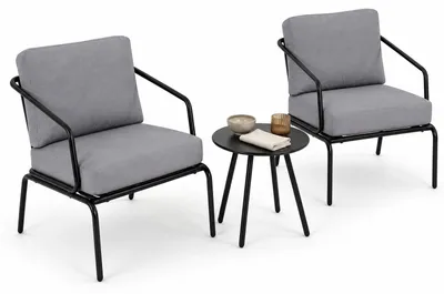 Zdjęcie produktu dla KOMFOTTEU zestaw mebli ogrodowych składający się z 3 elementów: sofa, stolik kawowy i 2 fotele