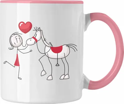 Produktbild von Trendation - Reiterin Tasse Geschenk Kaffee-Becher für Pferdeliebhaber Geschenkidee Pferde (Rosa)