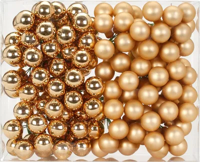 Produktbild von Spiegelbeeren Glas 2,5cm, 144 Stück, Farbe:Brokat Gold glanz matt