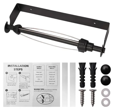 Produktbild von Bohrfreier Küchenrollenhalter mit Soft-Close-Funktion, einhändig abreißbar, aus hochwertigem Edelstahl, selbstklebend oder verschraubbar, für Küche und Bad.
