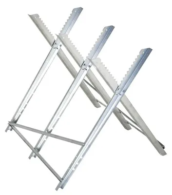 Zdjęcie produktu dla Składany stojak do piły – stojak metalowy | Kolor: srebrny | Wymiary: 83x83x79 cm