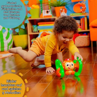 Zdjęcie produktu dla Bright Starts Roll & Glow Monkey Toy, Chłopak, dziewczyna, 0,5 lat(a), Efekty świetlne, Brzmienie