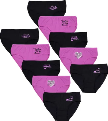 Produktbild von TupTam Unterhosen Mädchen 10er Pack – Bequeme Unterwäsche für Mädchen aus Baumwolle, Farbe: Slips / Forever Friends Schwarz Rosa, Größe: 164-170