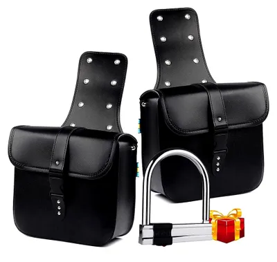 Produktbild von Paar Motorrad Satteltaschen aus Kunstleder, wasserdicht und abnehmbar, Werkzeugkasten