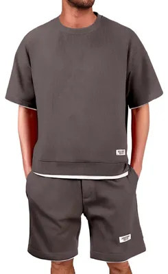 Productafbeelding van Heren Joggingpak Korte Mouwen - Ademend Casual Sportpak Beige