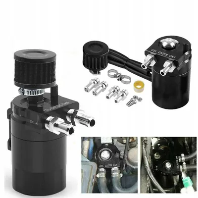 Produktbild von Ölauffangbehälter Schwarz Ölabscheider Set mit Filter ANSCHLÜSSE 10 UND 15 mm