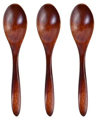 3 Holzlöffel aus Nanmu-Holz, 14 cm, für Suppe, Kaffee, Tee & Honig