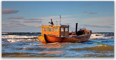 Produktbild von Glasbilder 120x60 Wandbild Druck auf Glas Boot Meer Landschaft