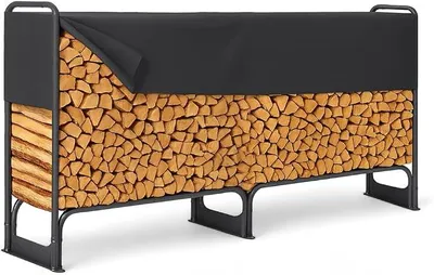Produktbild von Kaminholzregal Metall Brennholzregal mit Abdeckung (XL (260 x 36 x 117 cm))