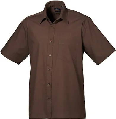 Produktbild von Premier Workwear , Men´s Poplin Short Sleeve Shirt , Brown , 47 (18H)