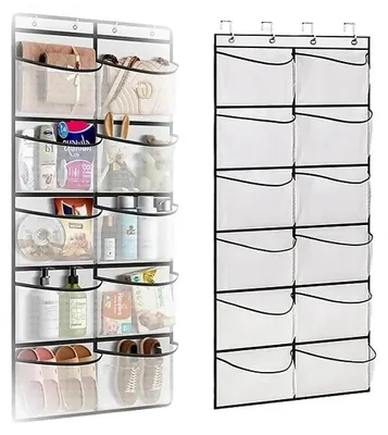 Produktbild von Wandorganizer mit 10 Fächern und 4 Metallhaken – Hängende Aufbewahrung für Bad, Küche und Schlafzimmer – Platzsparender Hängeorganizer